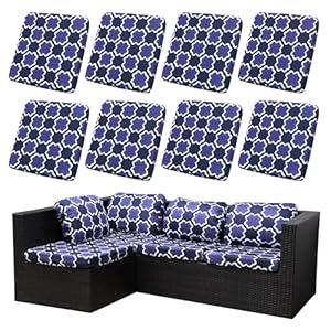 SUKAIKEQA Outdoor Cushion Covers Set, 8PCS Patio Furniture Couch Seat Slipcovers, Replacement for Sofa Sectional Chair(Cover，Only)