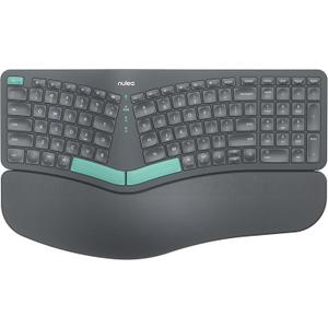 Nulea Wireless Ergonomic Keyboard, Split Keyboard with Cushioned Wrist Rest, Bluetooth and USB Connectivity, USB-C Rechargeable, Compatible with Windows Mac (A- Green)