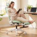 Ergonomic Office Chair with Footrest and Dynamic Lumbar Support, Green, High Back