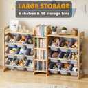 SpaceAid Large Toy Storage Organizer with 6 Shelves and 18 Bins, Book Shelf Organizers Storage Bookshelf, Kids Bin Shelf Box Bookcase for Bedroom Playroom Organization Room Decor, Neutral Gray, 59.4"W, 6 Shelves, 18 Bins