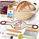 Superbaking Banneton Bread Proofing Basket Set with Silicone Dough Sling, 9" Splinter-Free Proofing Basket, Non-Stick Dutch Oven Liner, Sourdough Starter Kit, Sourdough Bread Baking Supplies & Tools