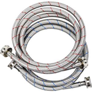 Washing Machine Hoses,Stainless Steel Washing Machine Hose 6 Foot 2 Packs Braided Premium Washer Hoses Supply Lines-washer hoses 6ft Hot and Cold Striped Water Connection by Sikawai