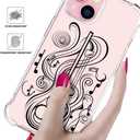 Compatible for iPhone 15 Cases with Design, Cute Transparent Phone Case for Women Girls Girly with Heavy Duty Protective Bumper (Clear Black Musical Notes)