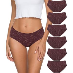 Altheanray Womens Underwear Cotton Underwear for Women Seamless Hipster Bikini Briefs Panties 6 Pack (X-Large, Wine Stripes)