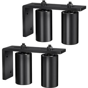 Sdstone Slide Gate Guide Roller 4" Black with L Rear Post Bracket,Universal Adjustable Sliding Gate Rollers,Heavy Duty Sliding gate kit for Sliding Gates and Rolling Doors(2 Pack)