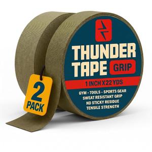 Thunder Tape Tactical Grip Tape 2 Roll Pack ODG (Green) Gun Grip Tape for Rifle, Firearm, Knife Handle, Magazine, Tool, Bow, Camping Gear 1 x 66 Ft Non-Reflective, Weather-Resistant