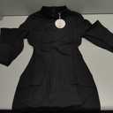 ANRABESS Women's Long Sleeve Mock Neck Sexy Bodycon Mini Dress Dressy Casual Elegant Formal Party Blazer Dresses with Pockets Black Small