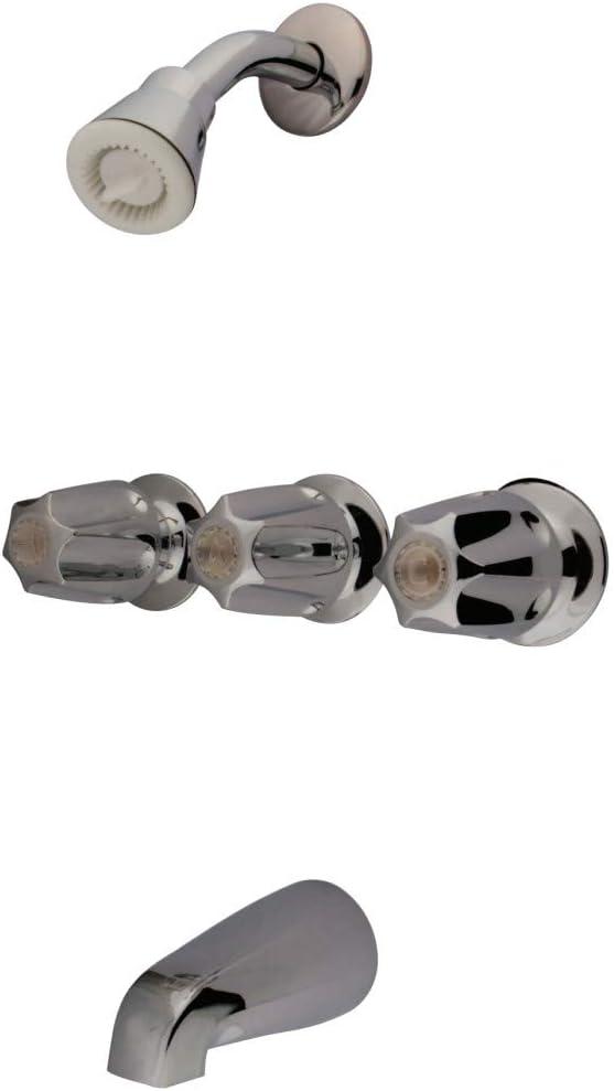 Kingston Brass KF110 Proseal Three Handle Center Tub and Shower Valve, Polished Chrome 8 x 2.38 x 2.38