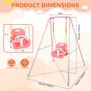 3-in-1 Toddler Swing Set, Indoor & Outdoor Baby Swing Heavy Duty Swing Set with Foldable Metal Stand for Aged 6 Months to 10 Years Old, Easy to Assemble and Store (Pink)