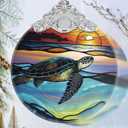 Christmas Stained Glass Sea Turtle Ornament - Holiday Home Decor - Tree Decoration - Gift Exchange Ideas