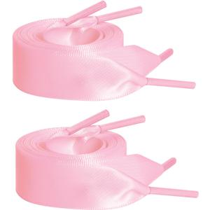 Marrywindix 2 Pairs 47" Flat Satin Ribbon Shoelaces Silk Shoestring Wide Shoe Laces for Sneaker Skate Shoes Boots Sport Shoes