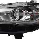 Dasbecan Halogen W/LED DRL Headlight W/bulbs Compatible With Ford Fusion 2017-2020 Left Driver Side Headlights Assembly Chrome Housing Replace# HS7Z13008H FO2502350