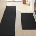 Color&Geometry Kitchen Mats [2 PCS] Cushioned Anti Fatigue Mats for Floor,Easy to Clean Non Slip Waterproof Runner,Foam Padded Kitchen Rug Set for Sink, 17"x 29"+17"x59",Black