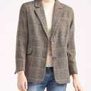 ebossy Women's Notch Lapel 2 Button Boyfriend Blazer Suit Houndstooth Plaid Jacket Coat (Small, Mocha)