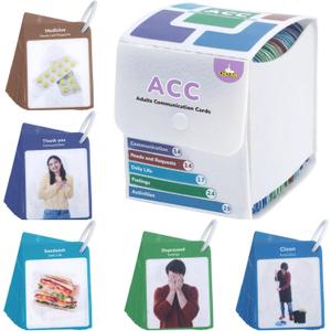 CHEFAN Adult Communication Cards, 98 PCS Flash Cards, Non Verbal Speech Therapy Communication, Daily Life, Needs and Requests, Feelings and Activities, ESL Teaching Materials for Adults
