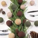 JOICEE 9 Pcs Boho Christmas Ball Ornaments Set, Jute Rope Hanging Balls Neutral Rustic Ornaments Christmas Ball Decoration for Xmas Tree Wreath Garland Party Farmhouse Decor(Green, Linen,Dark Brown)