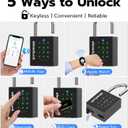 eLinkSmart Heavy Duty Smart Padlock with Key, Pad Lock with Code Keypad, Weatherproof Bluetooth RFID Keyless Electronic Digital Combination Lock for Gate Outdoor Fence Storage Unit Locker Shed Pool