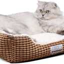 Small Dog Bed for Small Dogs, Cat Beds for Indoor Cats Washable, Rectangle Dog Bed, Warming Soft Calming Sleeping Puppy Bed Durable Pet Bed with Anti-Slip Bottom (20 inch, Coffee)