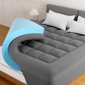 Queen Mattress Topper - 3 Inch Dual Layer, 1 Inch Pillow Top & 2 Inch Cooling Gel Memory Foam for Back Pain