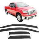 Window Visor Compatible with 2007-2021 Toyota Tundra Double Cab, Slim Style Acrylic Smoke Tinted Sun Rain Shade Guard Wind Vent Double Cab by IKON MOTORSPORTS, 2008 2009 2010 2011 2012