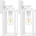 BesLowe Outdoor Wall Light Fixtures, Exterior Waterproof Wall Lanterns, Porch Sconces Lighting with E26 Sockets, Modern White Outside Lights for House Patio Front Door Entryway, 2-Pack, 12.8inch