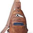 Womens Sling Bag Crossbody Bags for Women Vegan Leather Sling Backpack Daypack Fanny Pack Crossbody Purse Travel, Brown