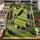 39 x 98 Inch Artificial Model Train Grass Mat Roll Green Scenery Grass Mat for Ho Train Accessories Model Layout, Diorama Landscape Decoration Craft DIY