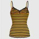SOLY HUX Women's Y2k Tank Tops Striped Lace Trim Cami Tops Summer V Neck Fitted Camisole Shirts (Yellow, S)