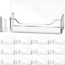 Wesiti 4 Pcs Business Card Holder Wall Mount Clear Acrylic Desk Visiting Card Holder Display Plastic Stand Door Desktop Organizer for Office Home Wall Mount Place on Table Fit 40-50 Business Cards