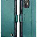 QLTYPRI Wallet Case for iPhone 12/12 Pro, Premium PU Leather Magnetic Flip Folio Case with RFID Blocking Credit Card Slots Kickstand Shockproof Protective Phone Case Cover - Green