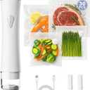 Compact Vacuum Sealer for Food, Handheld Saver Vacuum Sealer Machine with 30 Reusable Bags for Preservation & Fresh White