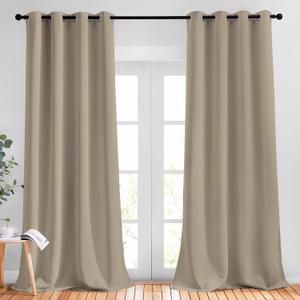 NICETOWN Bedroom Curtains Blackout Draperies - Noise Reducing Thermal Insulated Window Decorative Blackout Draperies/Drapes for Kid's Room (1 Pair, 52 x 95 inches in Taupe)