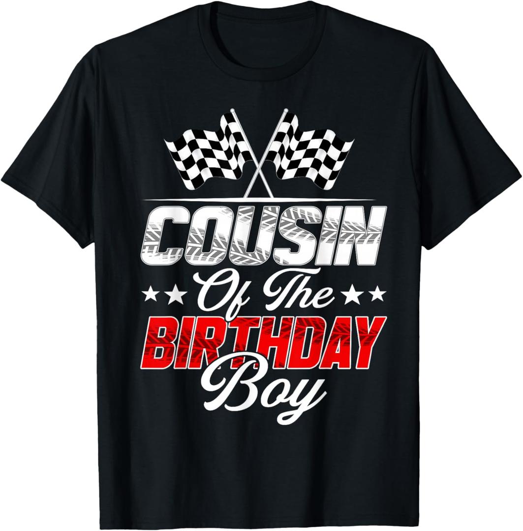 Race Car Cousin of The Birthday Boy Racing Family Pit Crew T-Shirt S Black