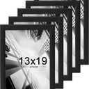 KTKDE 13x19 Picture Frame Set of 5,Black Wooded frames, Vertical & Horizontal Wall Hanging for Wall Display,Studio Gallery Photo Frame for Photos, Posters & Art Prints