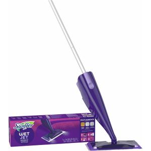 Swiffer Wet Jet Mop, Floor Cleaner for Mopping Wood, Laminate, Tile in Home, Bathroom, Kitchen, All Purpose Multi-Surface Cleaning Set includes 1 Spray Mop, 5 Pads Refill, 1 Fresh Scent Solution