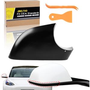 Matte Black Driver Side Mirror Bottom Cover Compatible with Tesla Model 3 2017 2018 2019 2020 2021 2022 2023 2024  Left Side Lower Mirror Base Cap (Model 3 Black Cover) (Right-Passenger Side)