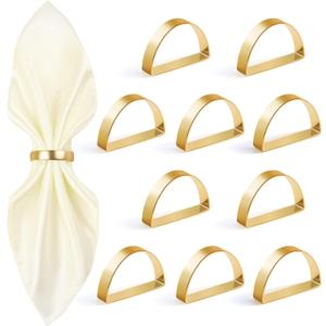 10Pcs Metal Gold Napkin Rings Set, Stainless Steel Metal Gold Napkin Holder, Fall Thanksgiving Christmas Easter Napkins Rings for Table Decor Wedding, Banquet, Party