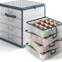 Hearth & Harbor Christmas Ornament Storage Box With 4 Inner Tray Dividers - Plastic Ornament Storage Container For 64 Holiday Ornaments or Decorations