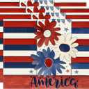 XCHI Watercolor Flowers Patriotic America Stars 4th of July Memorial Day Independence Day Placemats Set of 4 Table Mats Decorations 12x18 Inch