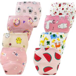 Upairy Training Pants for Girls Boys,Toddler Potty Training Underwear,Leakproof Reusable Kid Confident Panties,Children's Potty Underwear 100% Cotton for 2T-6T(8PCS,L)
