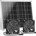 Solar Powered Fan Kit 12.6 Inch IPX7 Weatherproof, 15W Solar Panel with 2 Waterproof Fans, Intake or Exhaust Air Fan for Outside Backyard Chicken Coops, Greenhouses, Doghouse