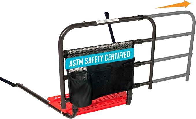 Stander EZ Adjust Bed Rail, Adjustable Senior Bedrail and Safety Assist Railing for Elderly Adults with Organizer Pouch, ASTM Safety Approved Guard-Rail, Black
