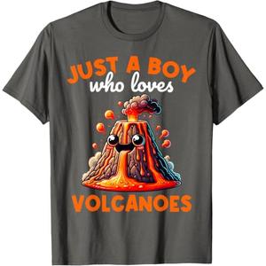Kids Just A Boy Who Loves Volanoes Volcano Eruption T-Shirt, Medium