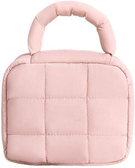 Quad Storage Bag Soft Cotton Portable Cosmetic Bag Cosmetic Bag Large Capacity (Pink, 19.5*7.5*16.5cm)