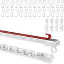 Self Adhesive Curtain Track No Drill, 8ft wall & ceiling Curtain Track, Heavy Duty 18lbs Capacity, easy installation, No Damage to curtains, Sliding Rail for Bathroom, Bedroom, RV, Room Divider