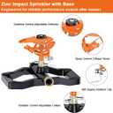 FANHAO Heavy Duty Pulsating Impact Sprinkler for Yard, 360 Degree Rotating Lawn Sprinklers with All Metal Base, Adjustable Large Area Irrigation Sprinkle for Garden, Covers Up to 5,800 Sq. Ft