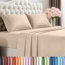 Utopia Bedding Queen Size Sheet Set  4 Piece Bed Sheets, Soft and Breathable Microfiber, Includes 1 Fitted Sheet, 1 Flat Sheet and 2 Pillowcases  Oeko Tex (Beige)