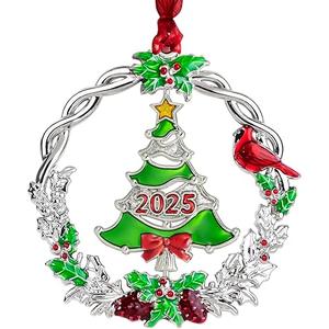 Christmas Tree Ornament Metal Silver Hanging Rotatable Design Charm Holiday Decorative Pendant Gift Keepsake (2025)