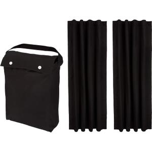 Amazon Basics Portable Energy Saving Noise Reducing Blackout Curtain Shade with Suction Cups, Fits Windows, 50"W x 78"L, Black, 2-Pack
