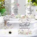 Cinnvoice 4 Pcs Flower Acrylic Wedding Signs for Ceremony and Reception Guest Book Wedding Cards and Gifts Sign Please Take One Couple Loving Memory table Decor(Flower)